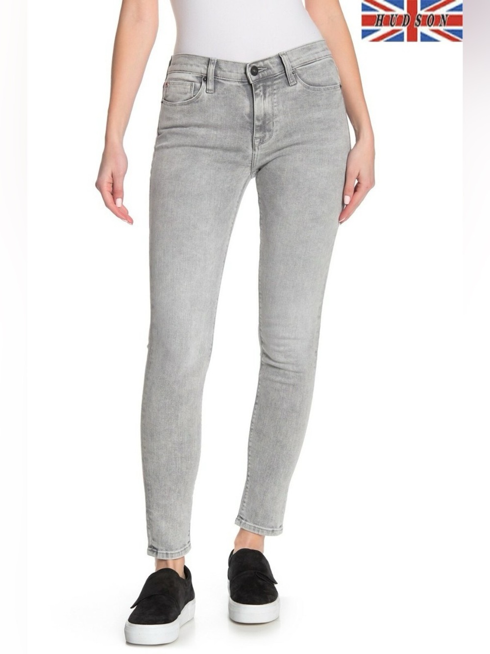 Hudson Natalie Midrise Super Skinny Jeans – Size 30 | Light Grey